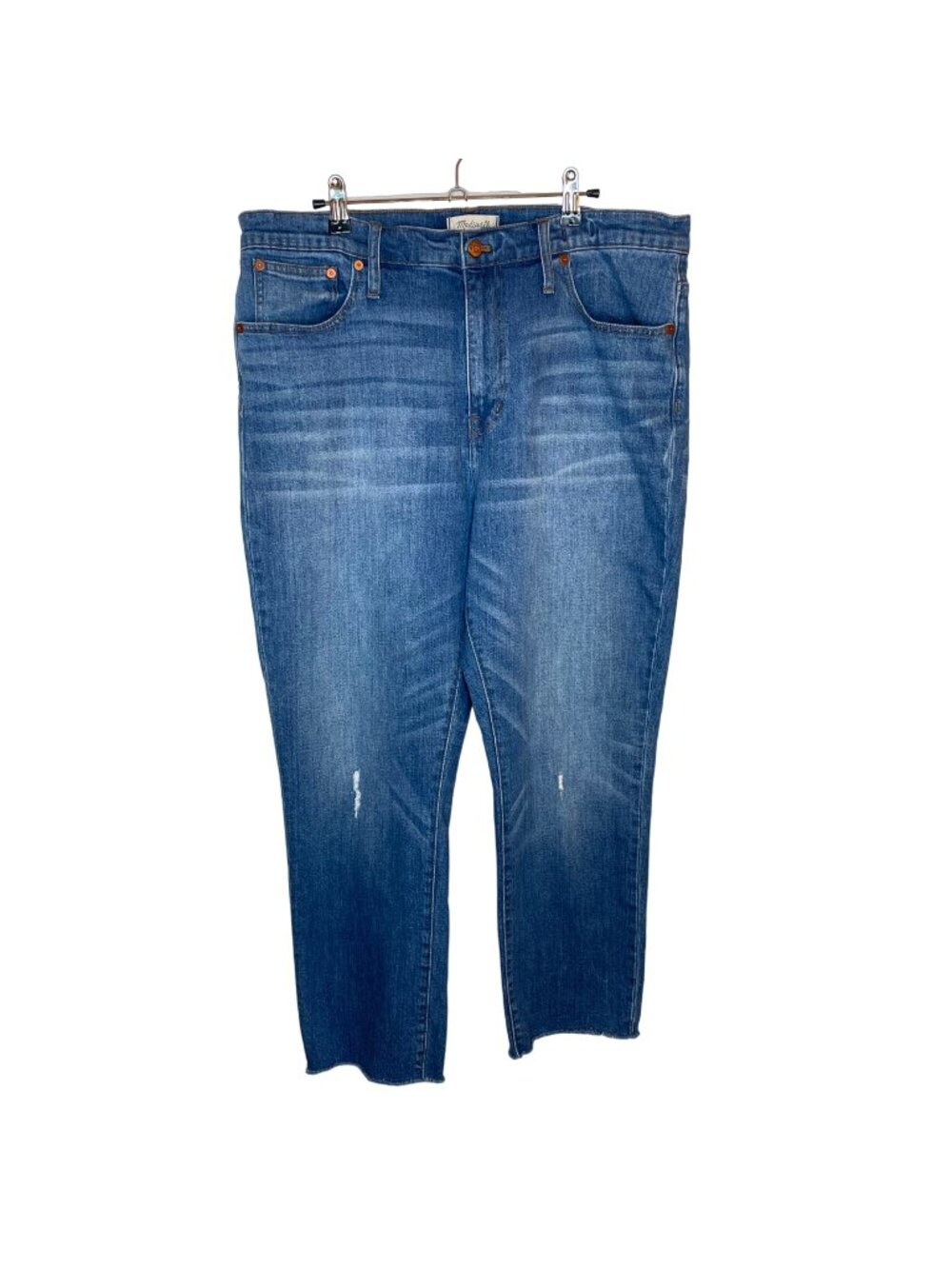 Madewell Distressed High Rise Slim Crop Boyjean, 32